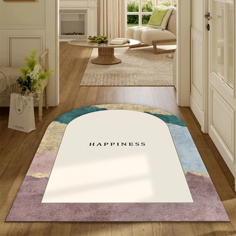 Scandinavian Entry Mat Nordic-Style Doormat Pastel Arched Foyer Rug Light-Tone Welcome Pad Non-Slip Hallway Carpet Cute Home