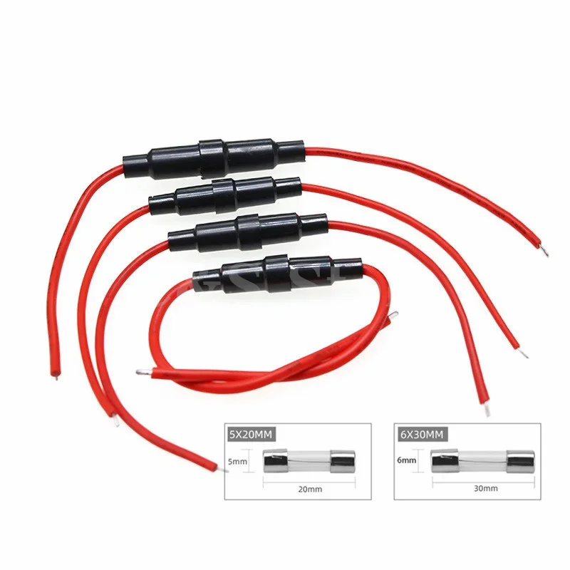 10 pz 5*20mm 6*30mm portafusibile in vetro tipo a vite 5 x20mm con cavo 250V 5 x20mm fusibile in vetro tubo fusibile involucro