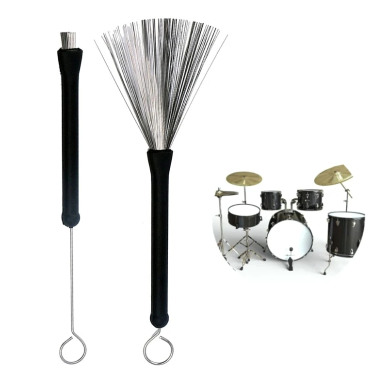 2Pcs Drum Brush Percussion Brushes Snare Brush Jazzes Drum Brushes Professional Nylon Wire Brush with Comfortable Handle image 6