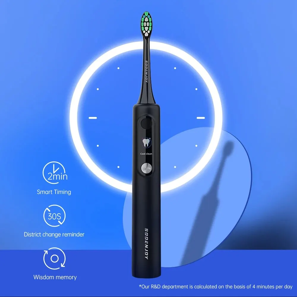 SOOENJOY Smart LCD Screen Sonic Electric Toothbrush NB-1 DIY Mode Cleaner Adult Automatic IPX7 Waterproof Teethbrush