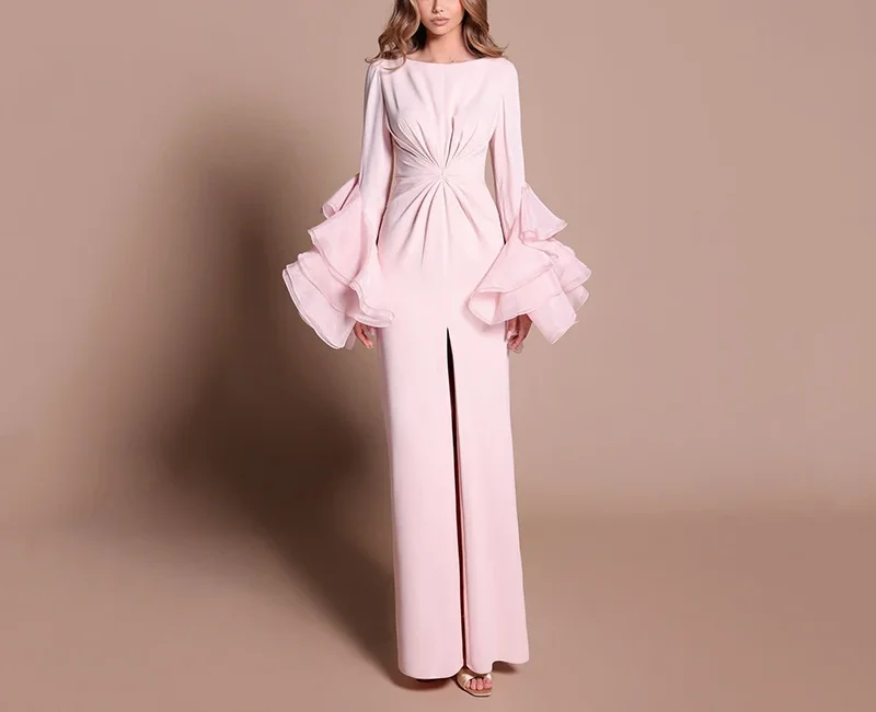 

Customized elegant Mermaid Prom Evening Dresses Saudi Arabia Long Sleeve O-Neck Party Dress 2026 Night Cocktail Prom Gown