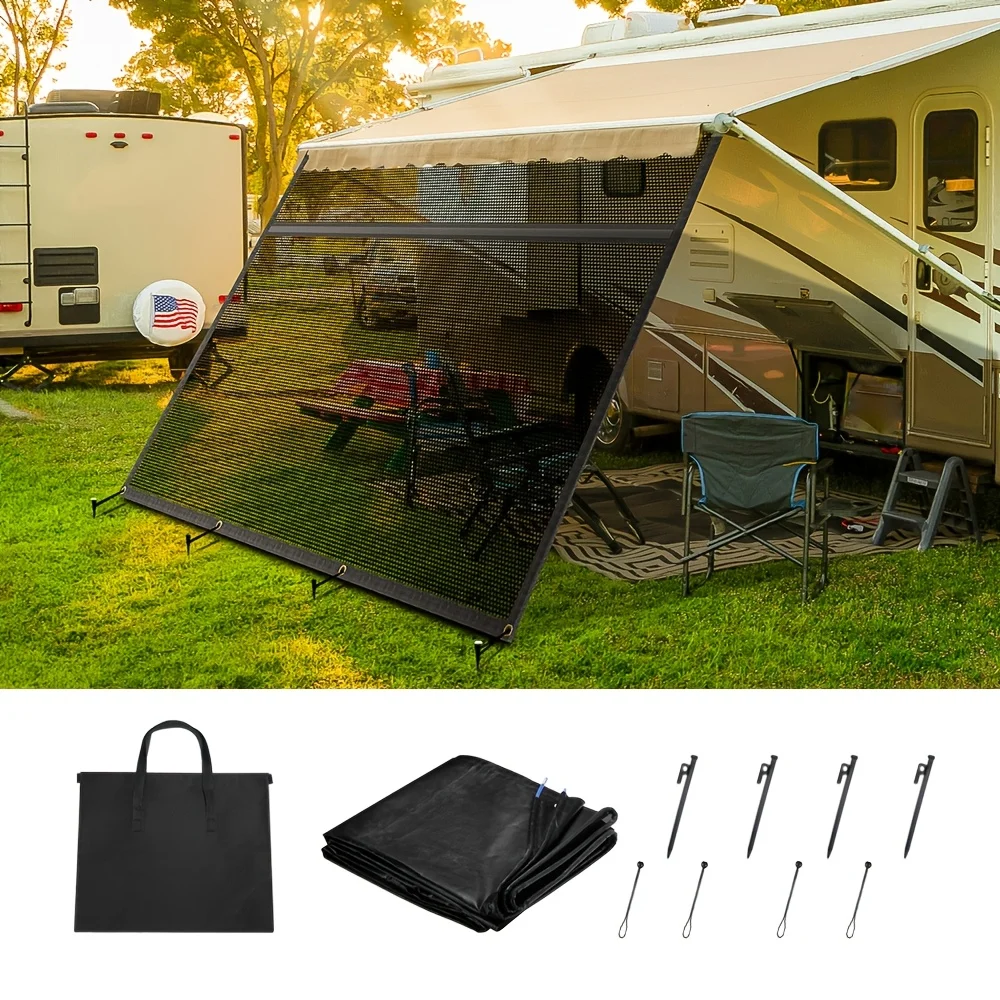 شاشة مظلة RV مع سحاب، 9*17.25ftPVC قماش RV شبكة مظلة + مسمار أرضي + حبل كروي. مجموعة كاملة للمقطورات