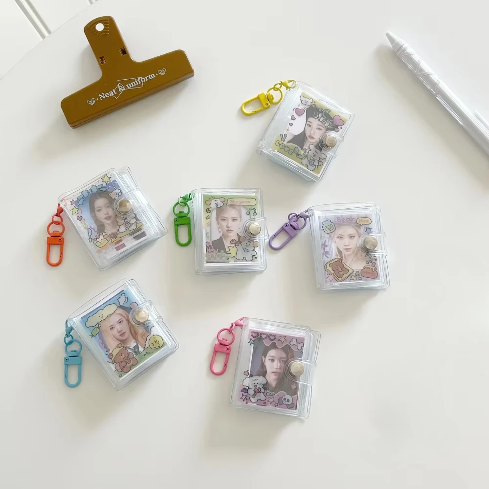 2 Inches Photo Holder Cartoon Animal Mini Transparent PVC Photo Bag with Buckle Girl's Star Photo Bag