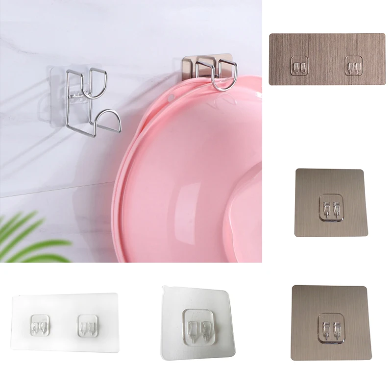 Non-marking Paste Buckle Clear Home Waterproof Plastic Hooks, Kitchen Bathroom Shelf Sticker Sticking Wall Strong Adhesive Clasp