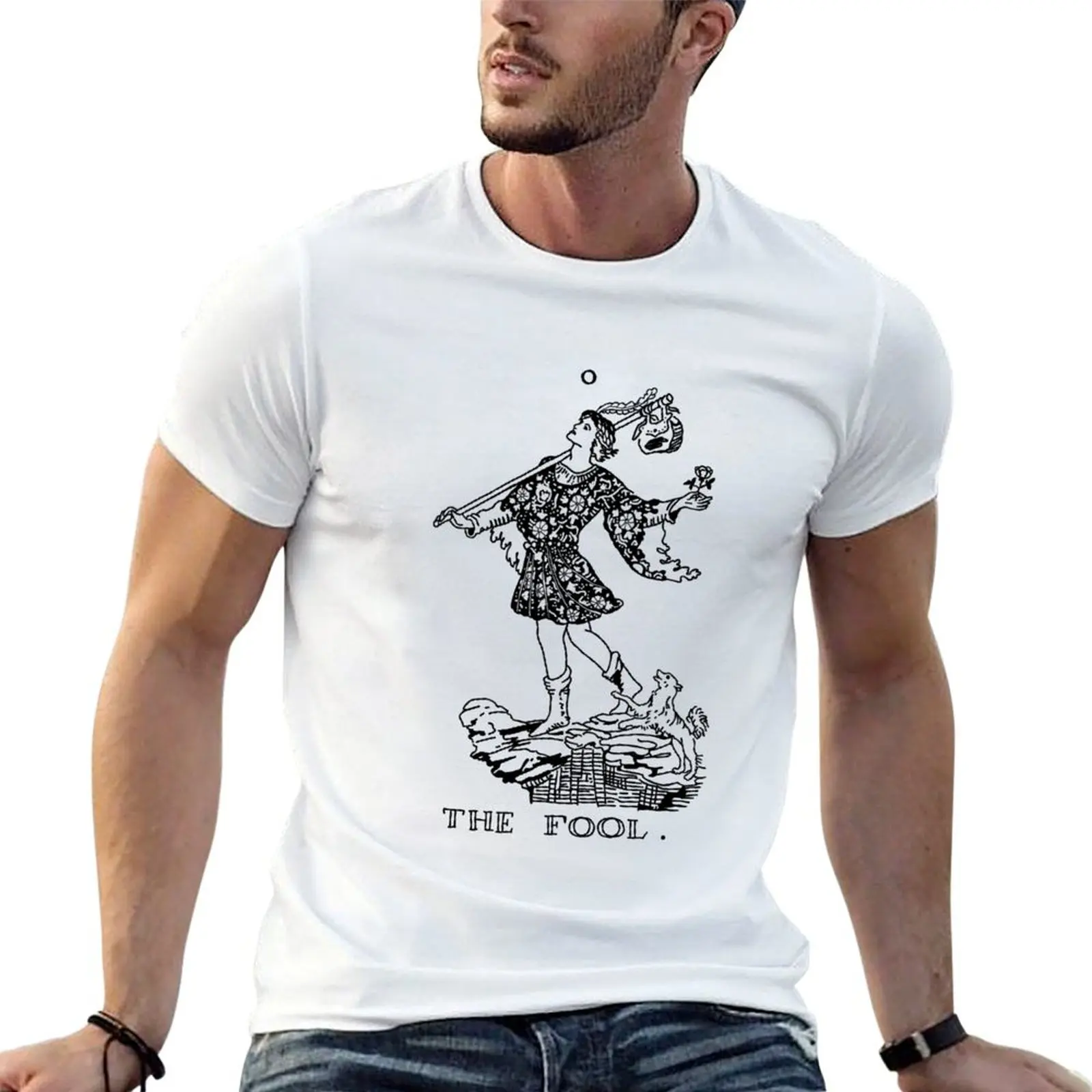 

The Fool Tarot Card T-Shirt cotton t shirt man man t shirt luxury T-Shirt