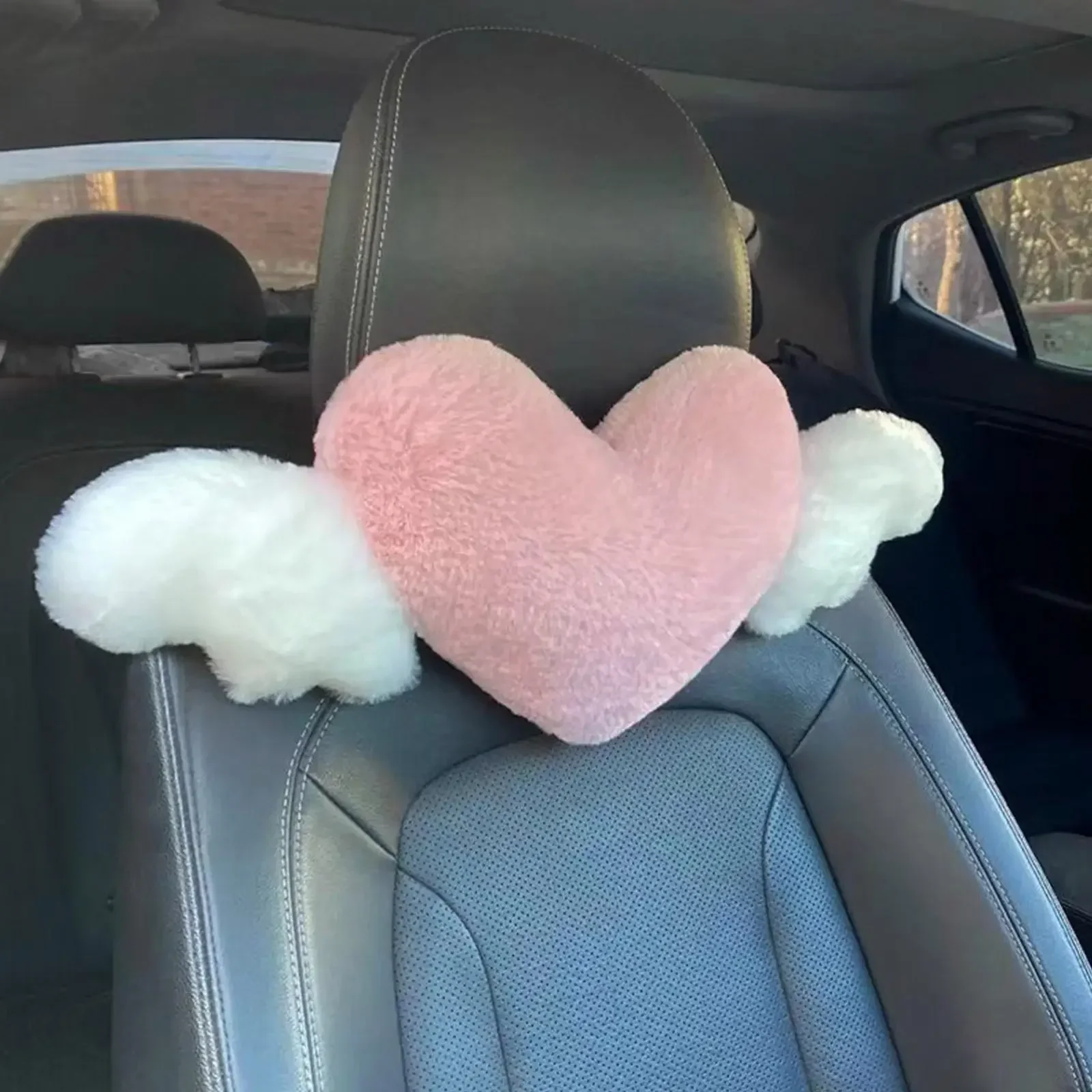 Heart-Shaped Car Headrest Plush Love Neck Pillow Seat Universal Lumbar Pillow Support Accessorie Back Car Seat Back Pillow