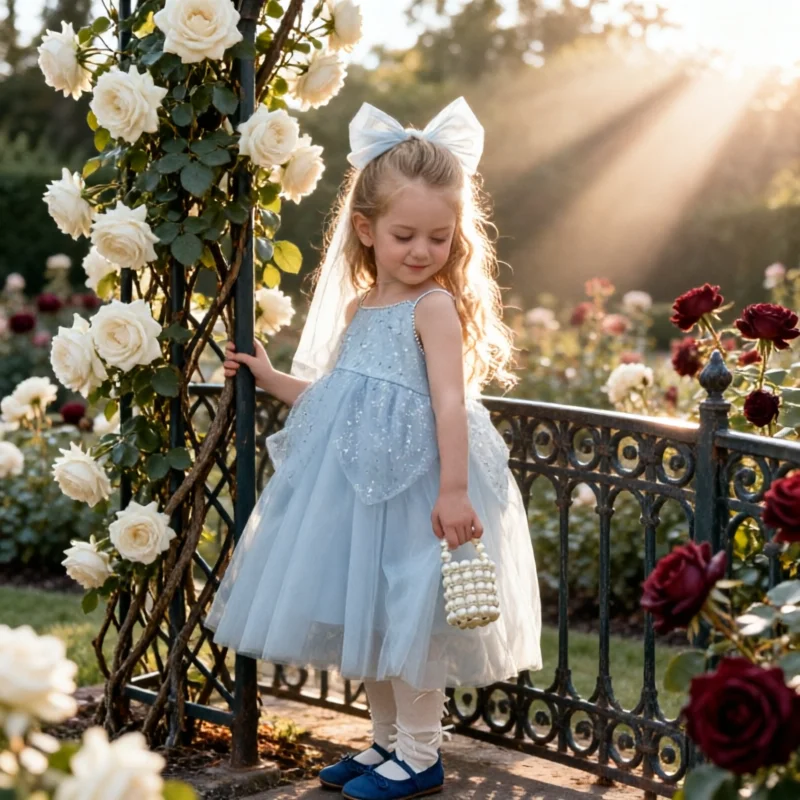 Summer Girls Princess Dress Petal Spaghetti Strap Sequin Tulle Tutu Elegant Birthday Party Pageant Wedding Dresses For Kids