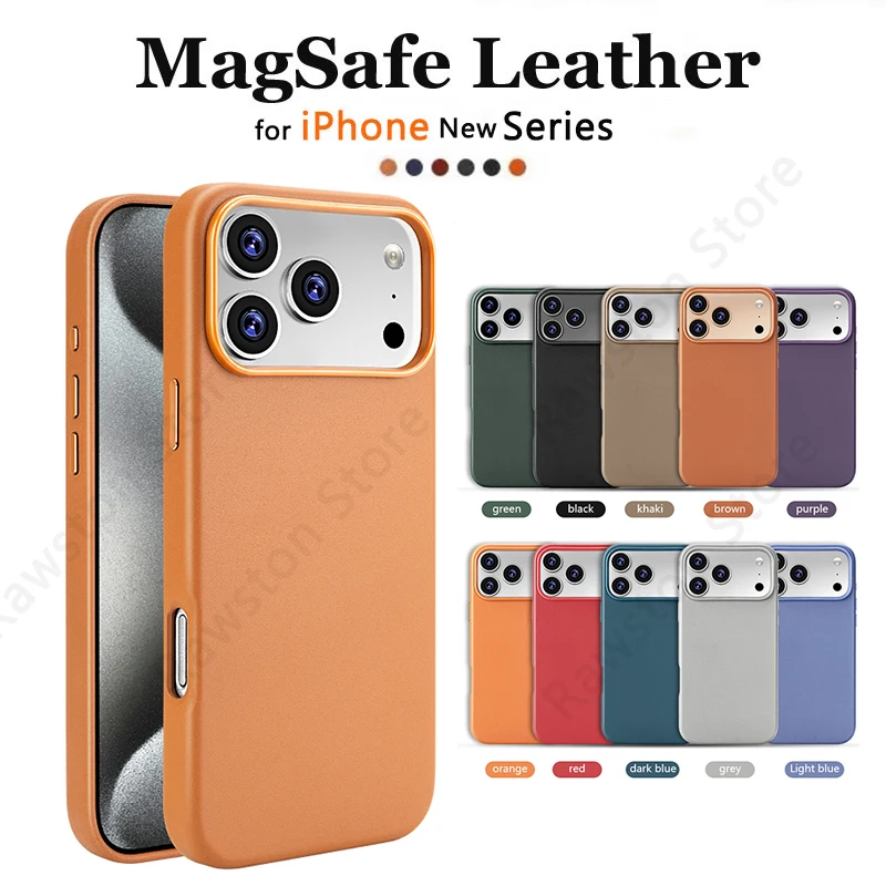 Luksusowe, magnetyczne etui ze skóry do Apple iPhone 18, 17 Pro Max, 16, 13, 12, 14, 15 Plus, oficjalne, kompatybilne z MagSafe, do iPhone'a. — zdjęcie produktu 6