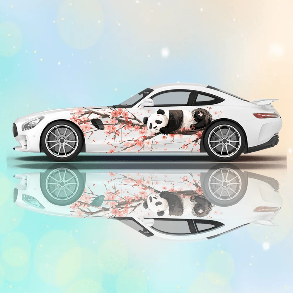 

Cute Panda Flower Car Vinyl Wraps Decal Self-adhesive PVC Anti Scratch Sticker Suitable for Trucks SUV Decor Auto Accessories