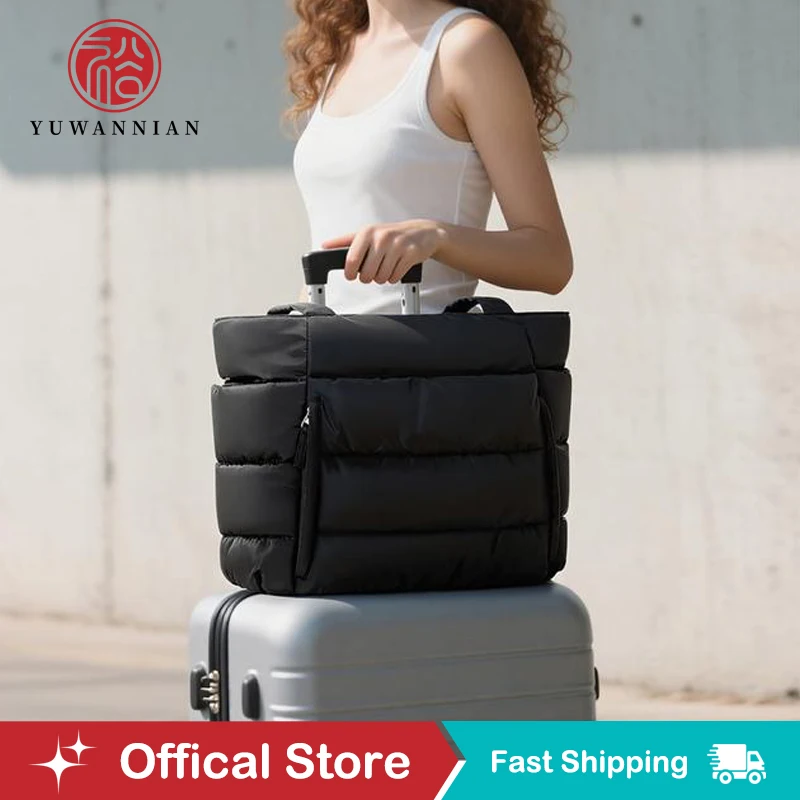 حقيبة يد منتفخة من YUWANNIAN، حقيبة كمبيوتر محمول كبيرة مبطنة للعمل، حقيبة كتف خفيفة الوزن للسفر هدايا للنساء والمعلم والممرضات #1