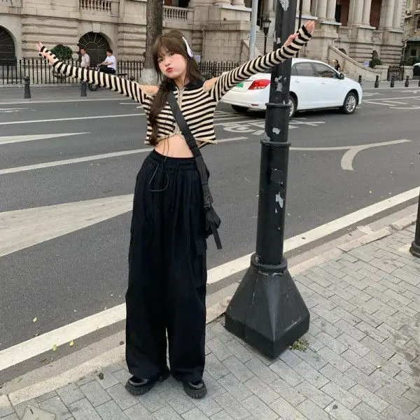 

Fashion Hip Hop Workwear Casual Pants Women High Waist Wide Leg Y2k Harajuku Baggy Cargo Pants Streetwear Sweatpants Female 90s