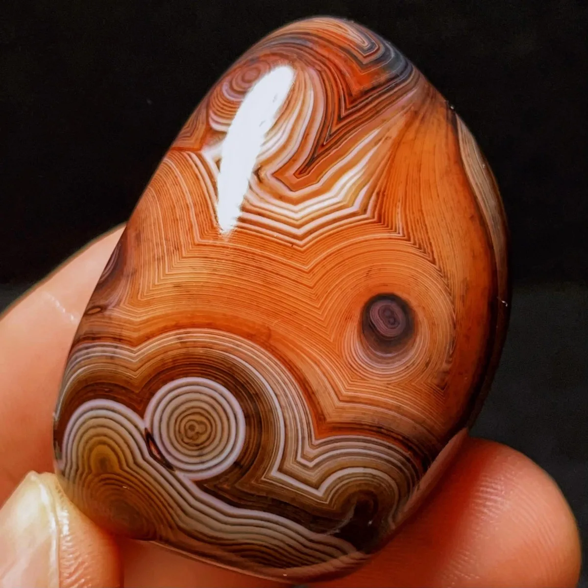 Genuine Stone Banded Agate Palm Stone, Polished Tumbled, Jade Tone, Rock Collection, Natural Stone, Crystal Collection