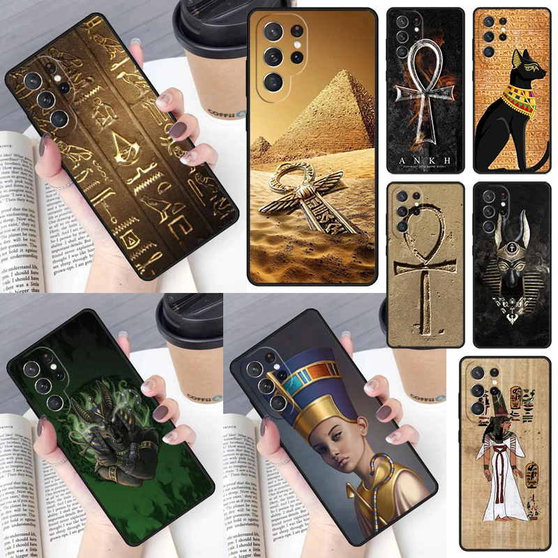 Egypt Nefertiti Anubis Ankh Cover For Samsung Galaxy S23 Ultra S22 S20 S21 FE S8 S9 S10 Plus Note 10 20 Ultra phone Case