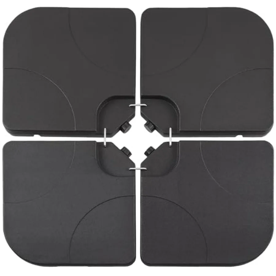 

4-Piece Heavy-Duty Cantilever Offset Patio Umbrella Base/Stand Outdoor, Square Plate Set with Lock Pins, Easy-Fill Spouts for W