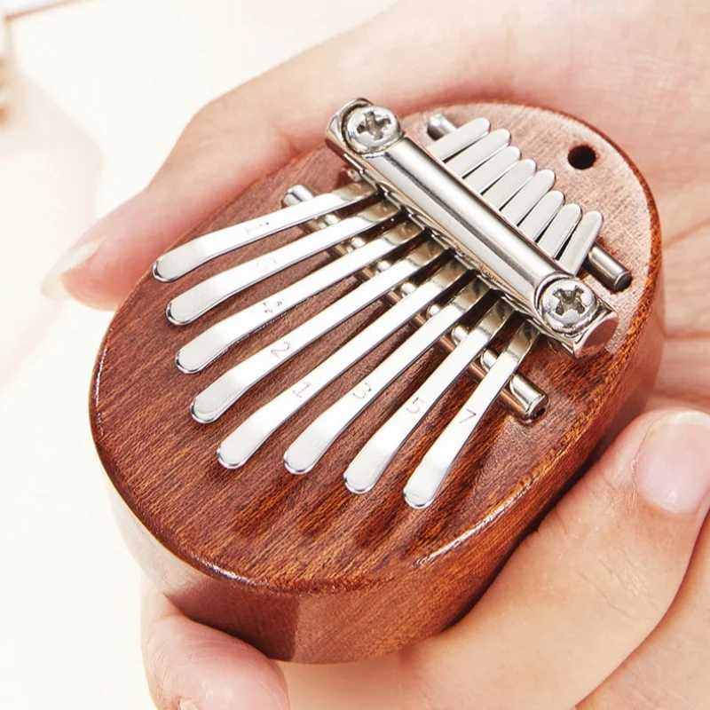 Wooden Metal 8 Key Thumb Piano Portable Pocket Kalimba Musical Instrument Reducing Pressure Toys Beginner Kids Adults Gift