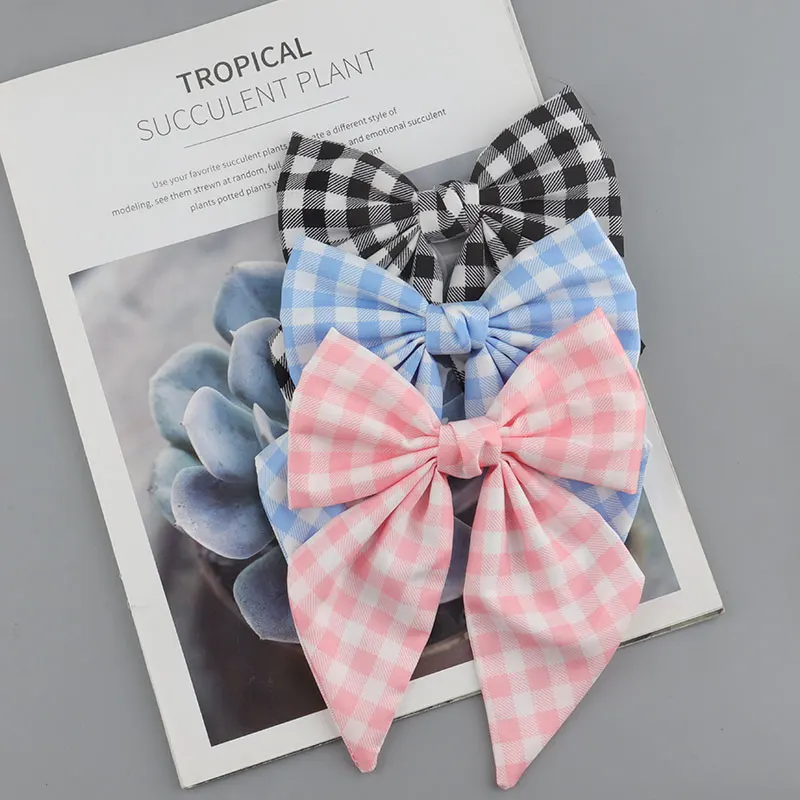 Fashionable Plaid Bow Hair Clip Women\'S Hair Accessories Girls\' Hair Clip Handmade Fabric Headwear