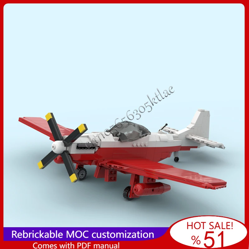 

447PCS P-51D Long Range Off Road Work Aircraft Model MOC Building Block Creative Assembly Toys For Kids Surprise Festival Gift