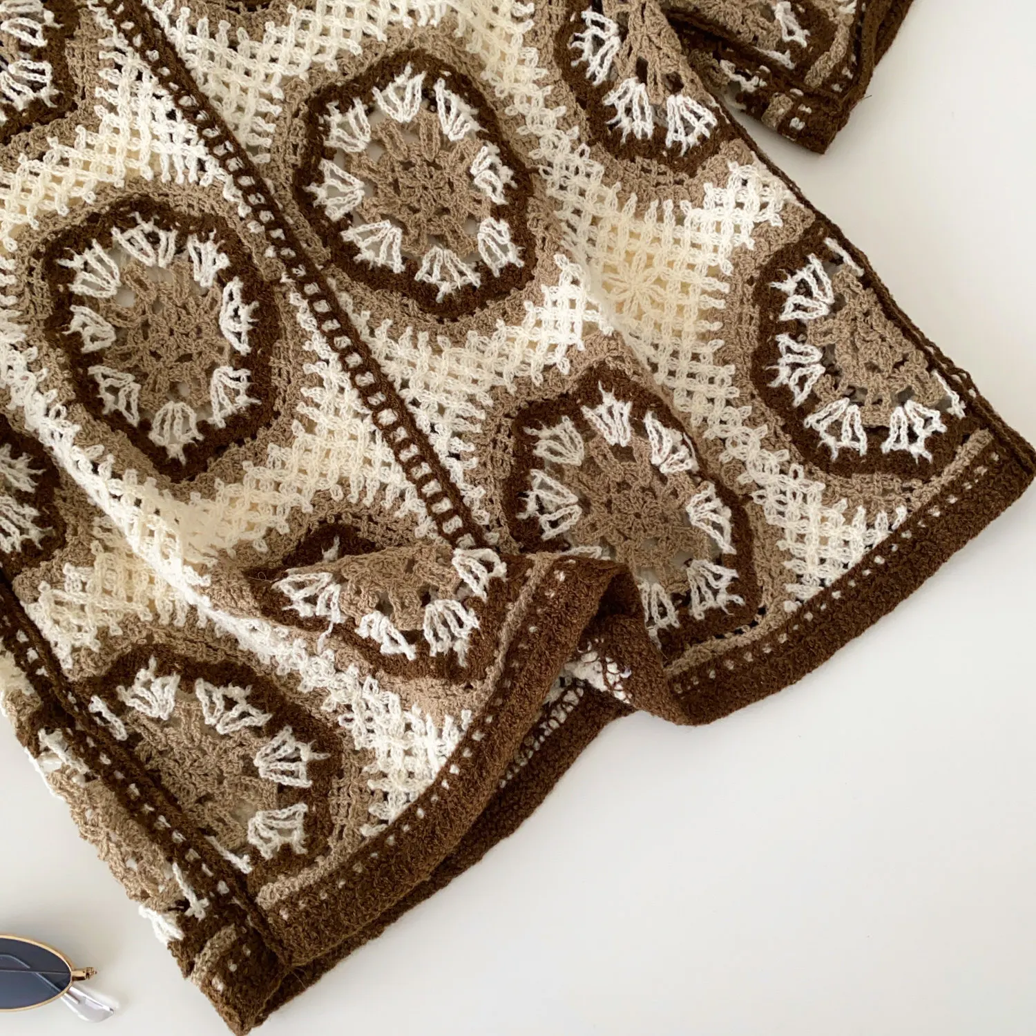 Short Sleeve Button Up Crochet Top Boho Chic Open Knitted Floral Lace Blouse Shirt for Women Summer Beach Cover-up Resort Wear