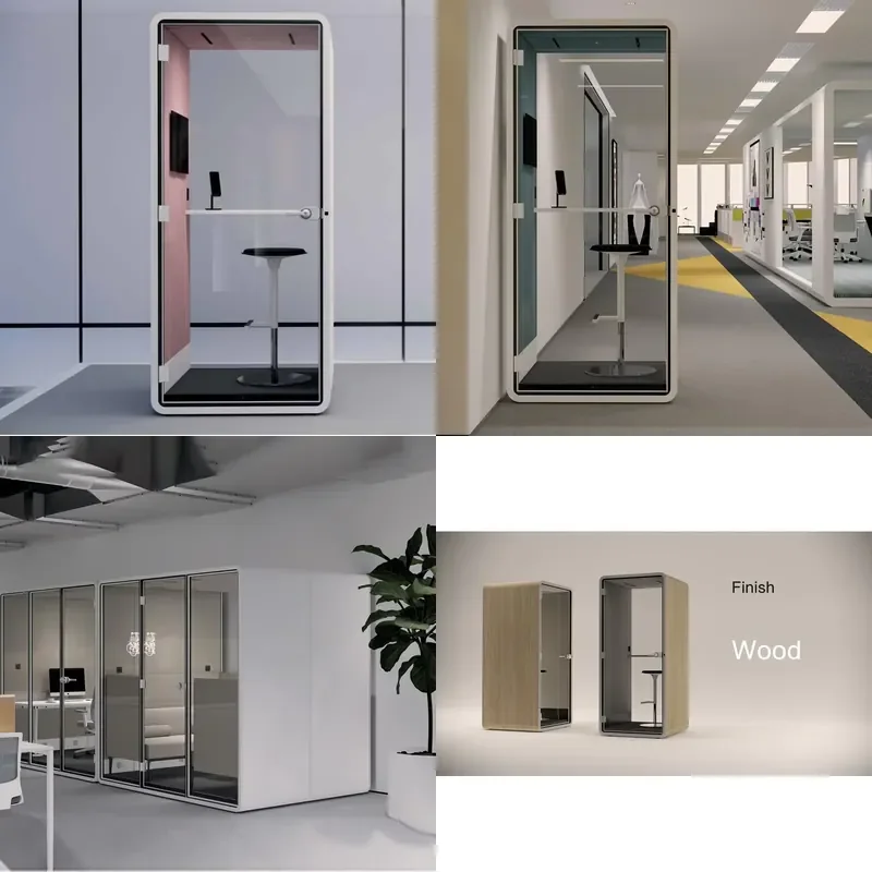 New Soundproof Kiosk Removable Silent Office Phone Booth for Offices and Homes with Ventilation Systems