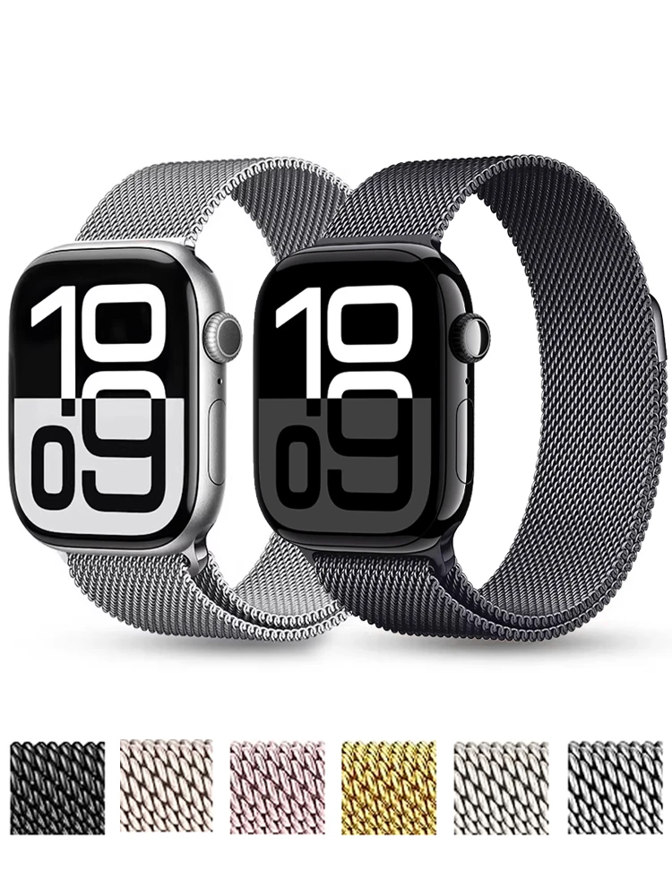 Pulseira Milanese Loop para Apple Watch Ultra 3 49mm 46mm 45mm 44mm 42mm 41mm 40mm 38mm - Compatível com Série 11 10 9 8 7 6 SE