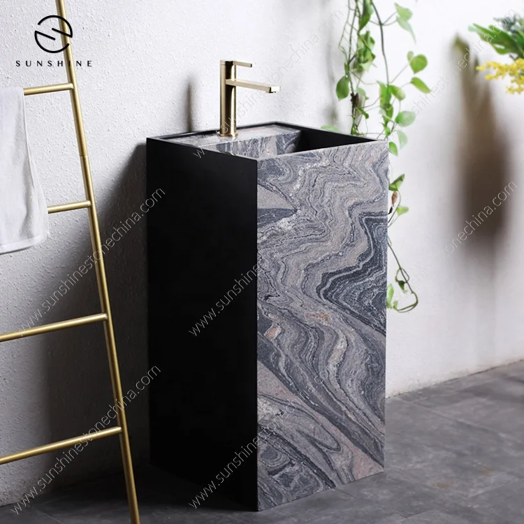 Potted Plants On StandsFactory Direct Good Price Square Marble Pedestal Washbasin Luxury Free Standing Sinks