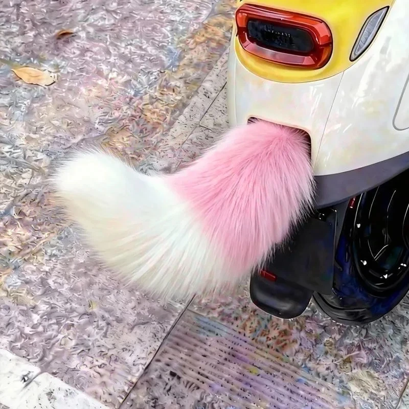 New Spot Imitation Fox Fur Car Electric Car Tail Decoration Small Tail Car Modification Accessories Decoration Car Surprise.