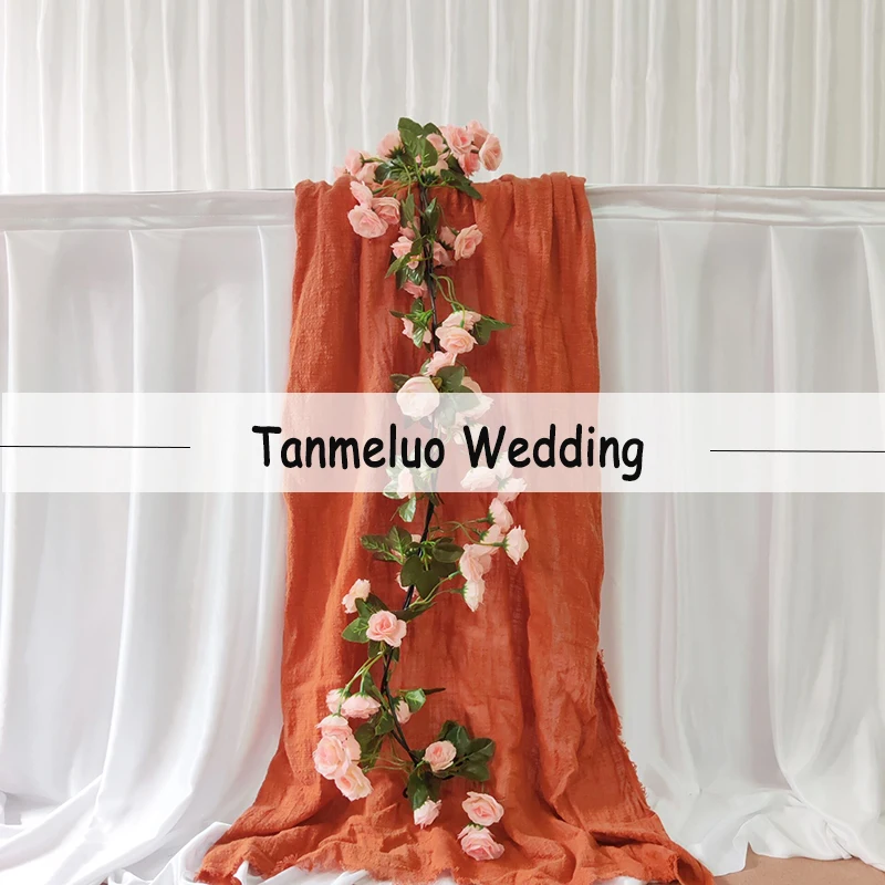 Wedding Dinner Table Decoration Rust Table Runner Terracotta Cotton Linen Napkins Christmas Tablecloth Overlays for Home Textile