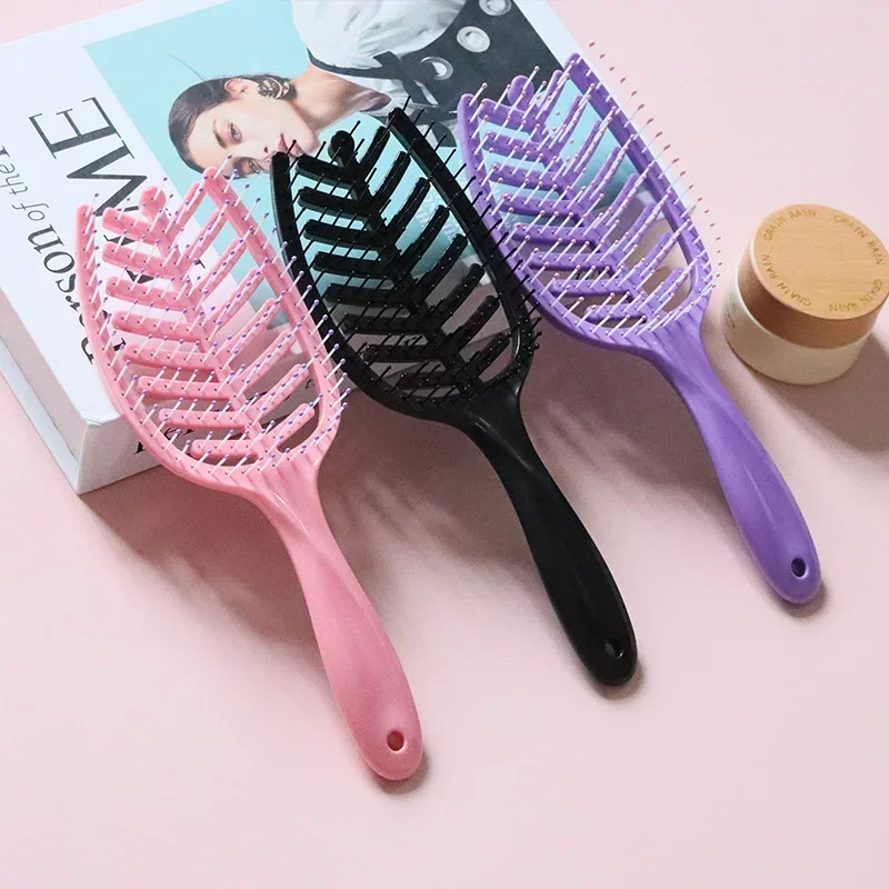 

1pc Fishbone Large Bend Comb High Hairline Hollow Female Special Use Comb Styling High Elasticity Long Hair Professional Salon B