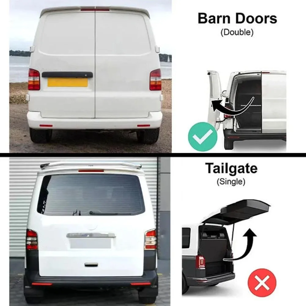For VW T5 T5.1 T6 T6.1 2003-2024 Spoiler Double Door Barn Twin By Carbon Fiber Look Glossy Black DIY Color Rear Spoiler