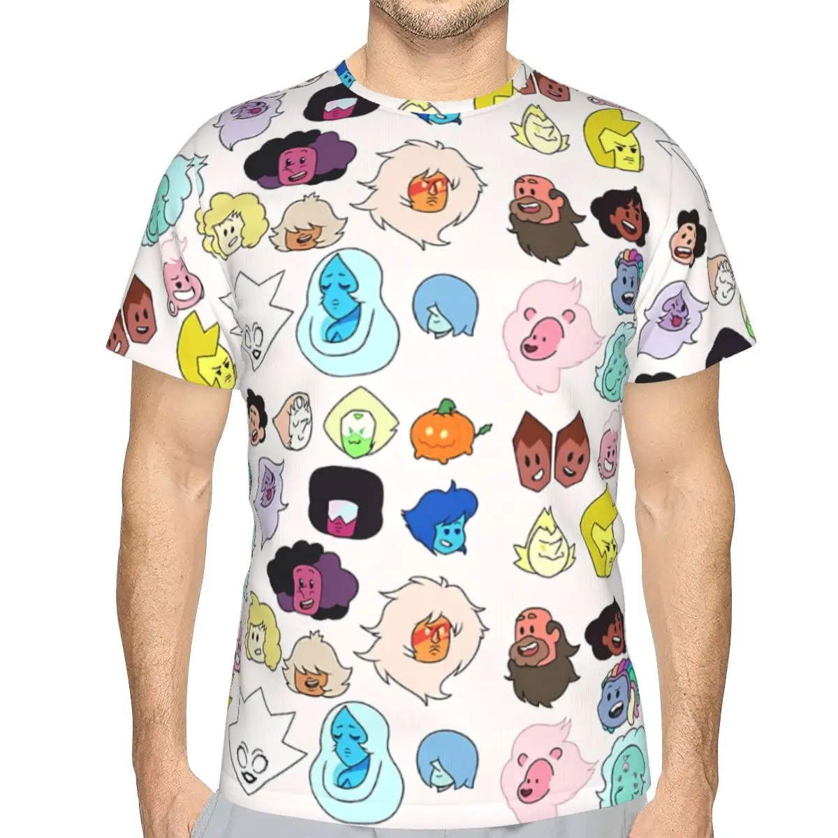 Polyester TShirts Steven Universe Heads Personalize Men's Thin T Shirt Hipster Clothing