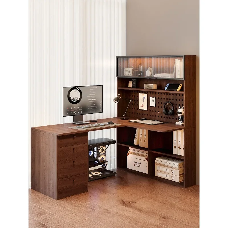 Solid wood corner desk, bookshelf, integrated bedroom, home computer, children's study desk, corner table