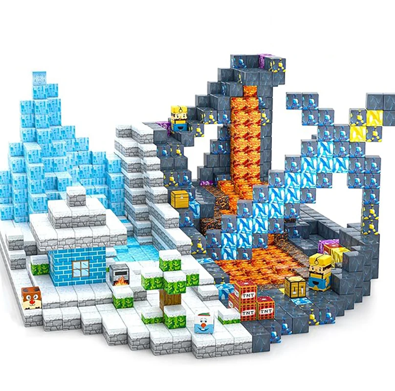 1 szt. losowy zestaw 100-elementowych, wielokolorowych, magnetycznych klocków konstrukcyjnych. To zabawki edukacyjne, które poprawiają koncentrację.