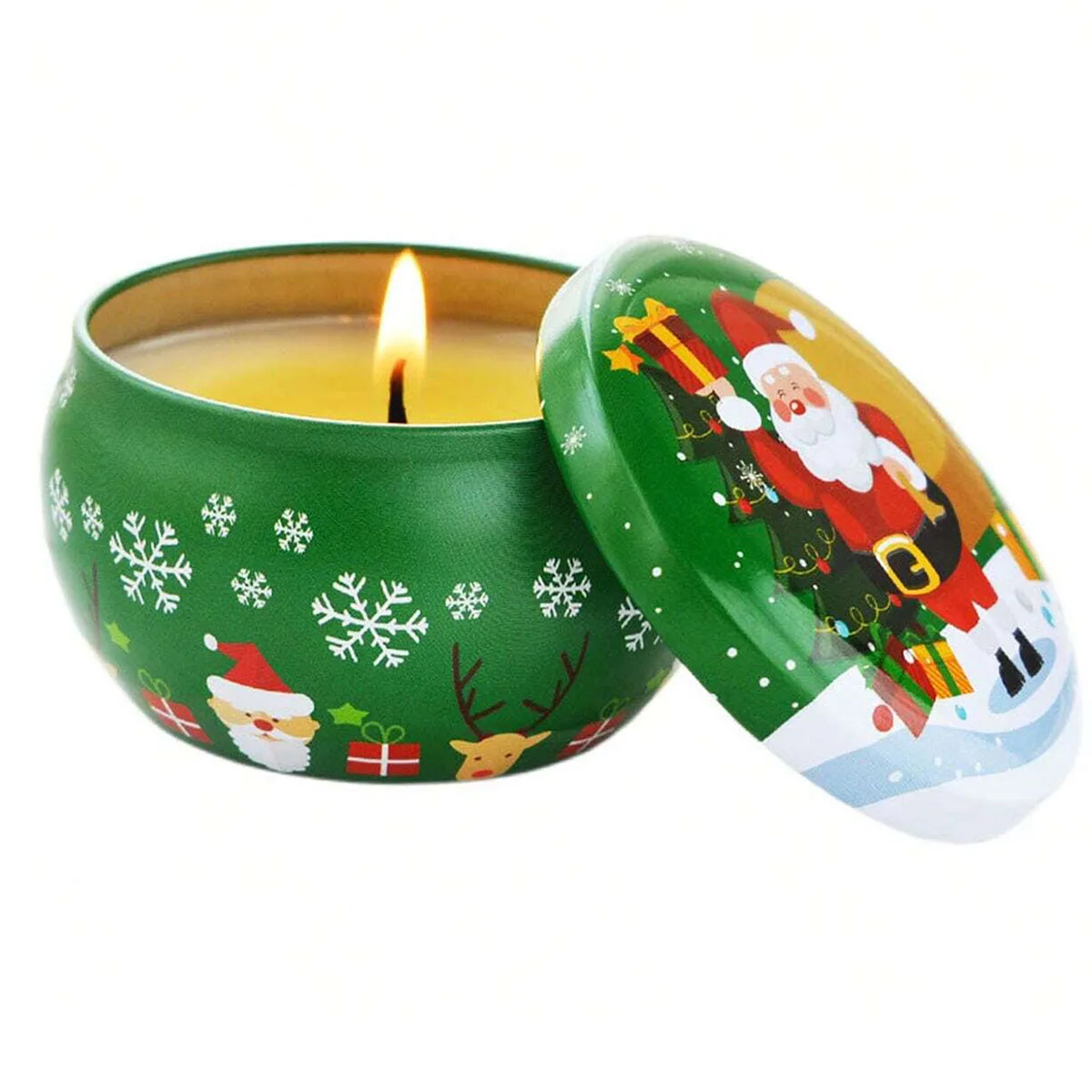 1/2PCS Christmas Atmosphere Aroma Candles Santa Claus Tin Box Plant Formula Aroma Candles Suitable for Bedroom and Living Room