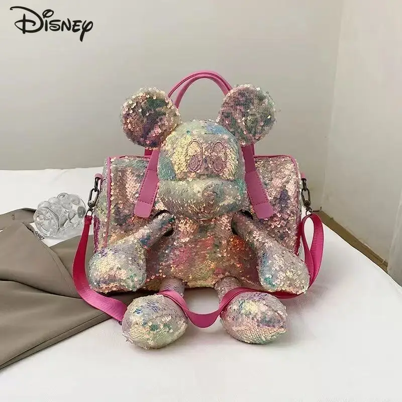 

Mickey 2026, новая трехмерная кукольная сумка, модная и высококачественная сумка через плечо с блестками, однотонная универсальная сумка для девочек