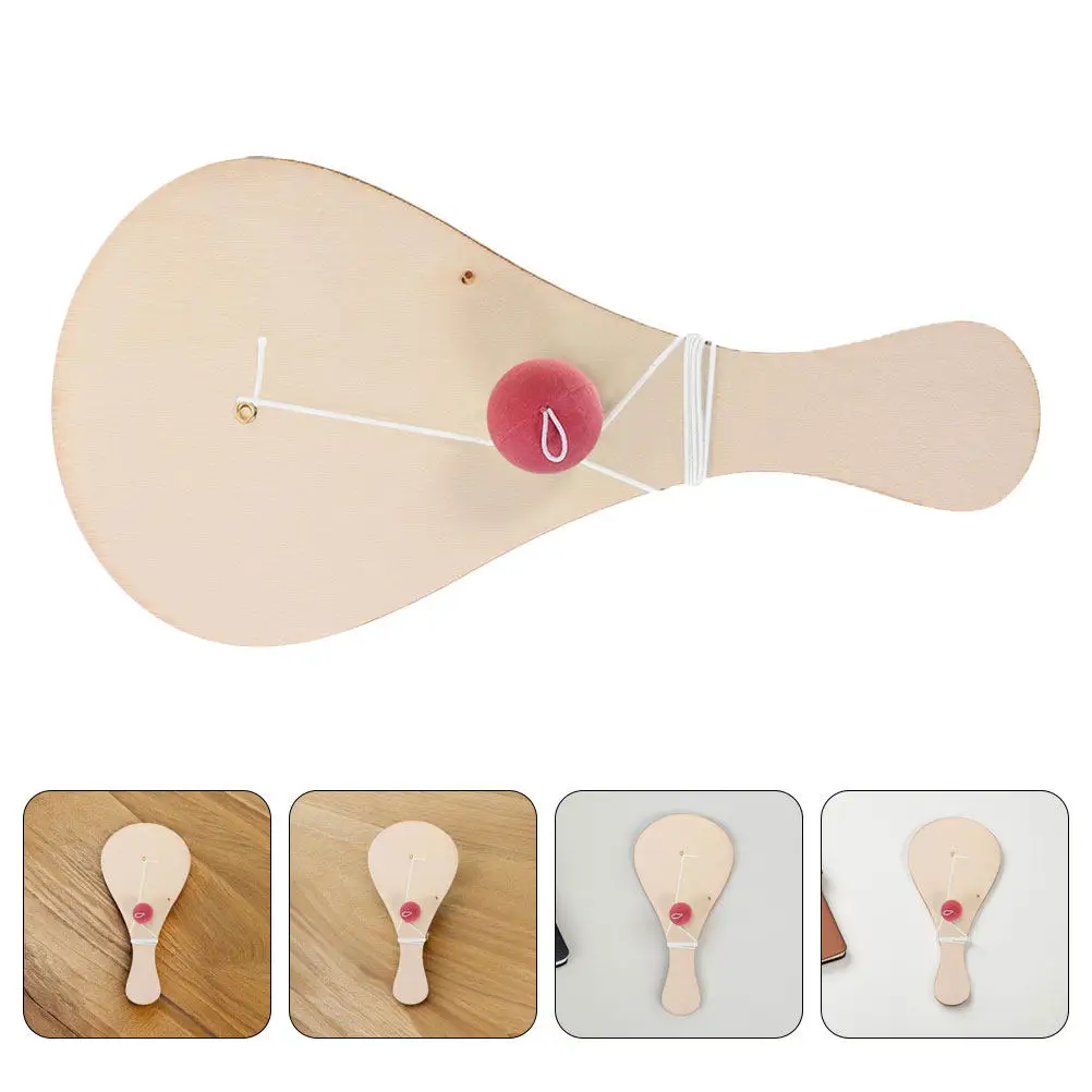 

6Pcs DIY Wooden Paddle Ball Set for Kids Unfinished Painting Craft Kit String Ball Handicrafts Party Outdoor Activities Creative