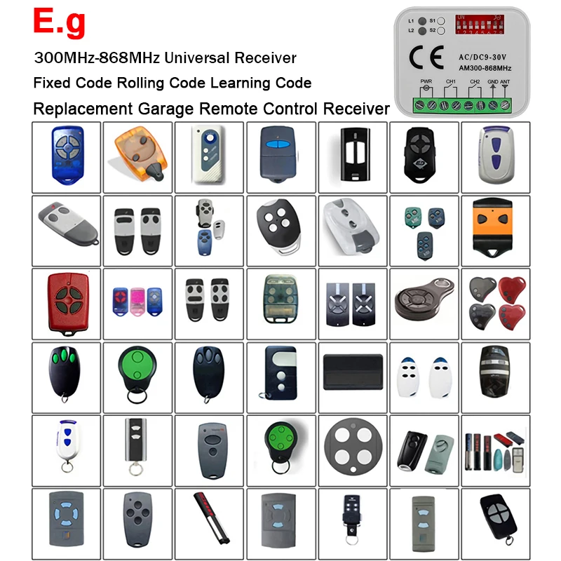 RX-MULTI 300 a 868 MHz Receiver Universal Garage Door Remote Control Receiver Multifrequency 433MHz 868MHz Fixed / Rolling Code