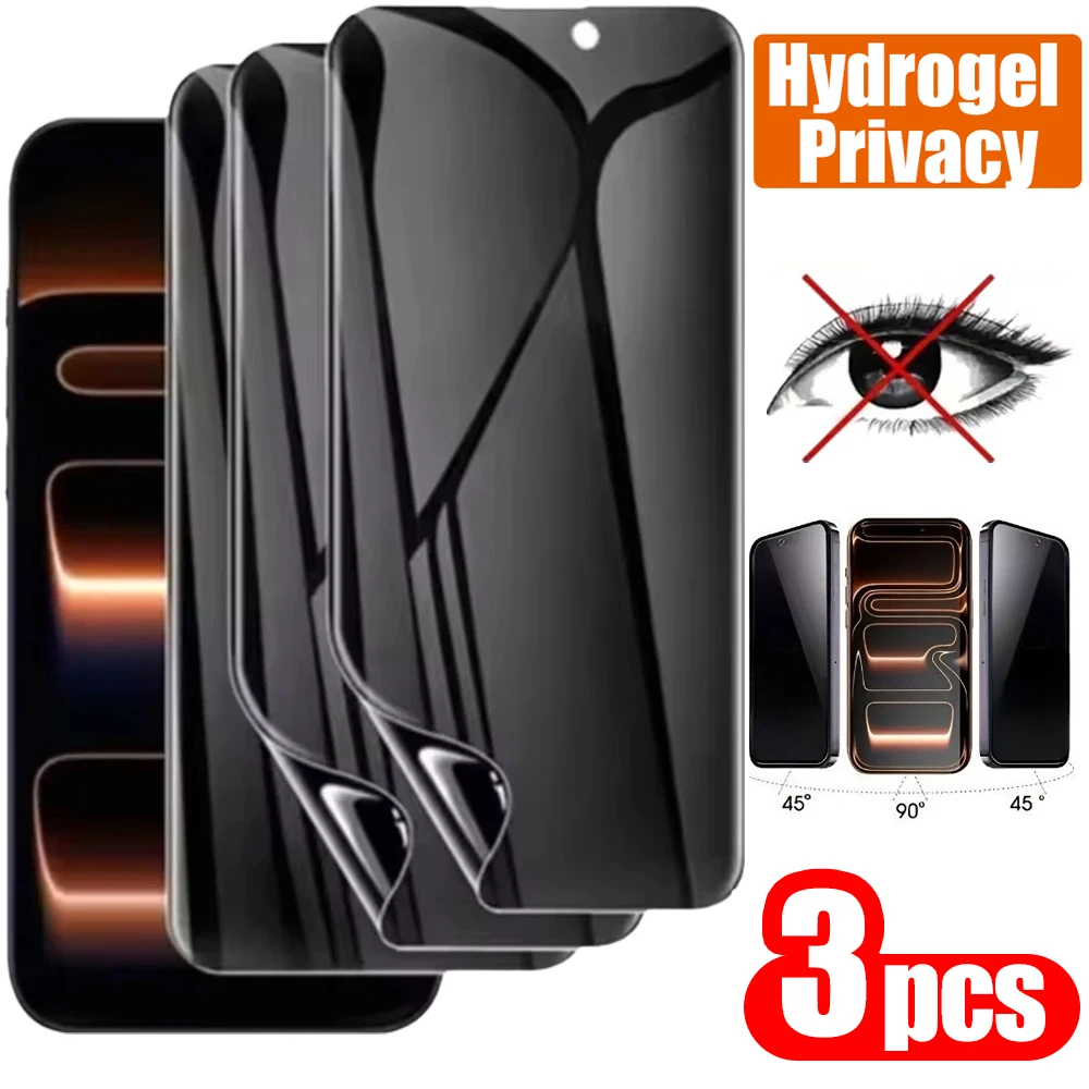 

3Pcs Hydrogel Privacy Screen Protector For iPhone 17 Pro Max 15 16 14 Plus 13 12 Mini 11 XS Max XR Not Glass Soft Film