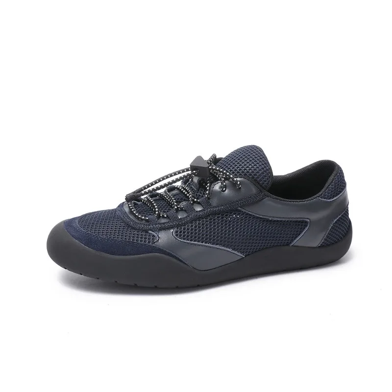 

Spring Summer Fashion Genuine Leather Mesh Casual Sport Shoes Men Comfortable Flats Training Shoes Male Outdoor Hiking Sneakers
