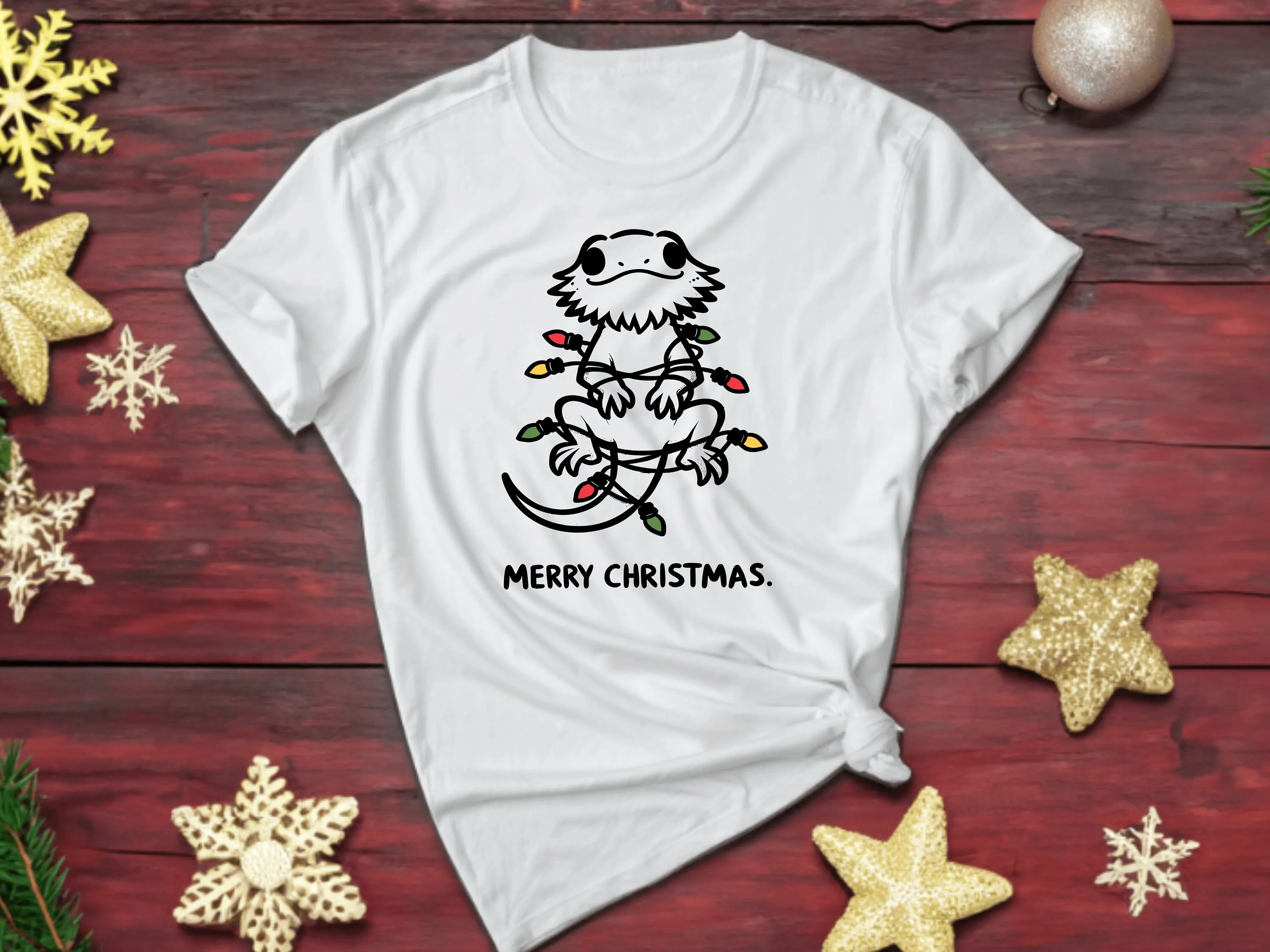 Christmas T Shirt Reptile Bearded Lizard Holiday Xmas Herp Beardie Fan Herpetology