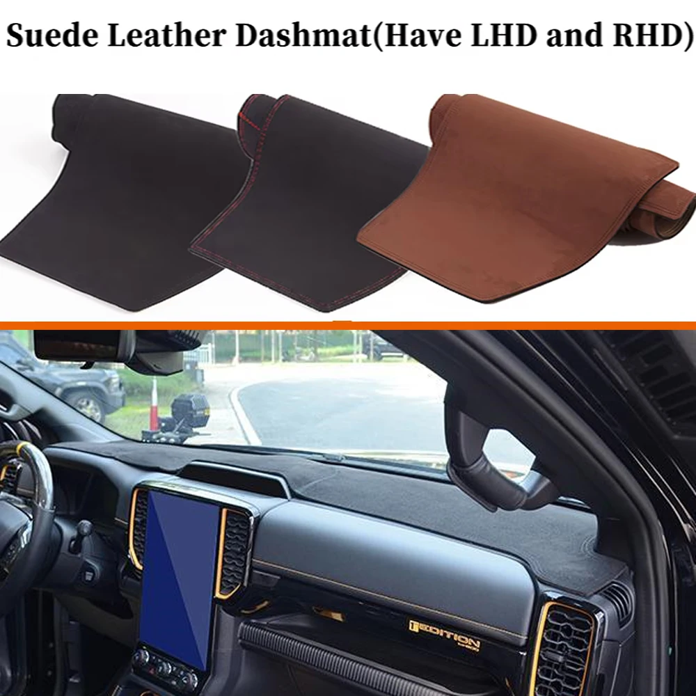 Accessories Car-styling Suede Leather Dashmat Dashboard Cover Dash Mat For Ford Everest Ranger Wildtrak Raptor T9 2022 - 2025