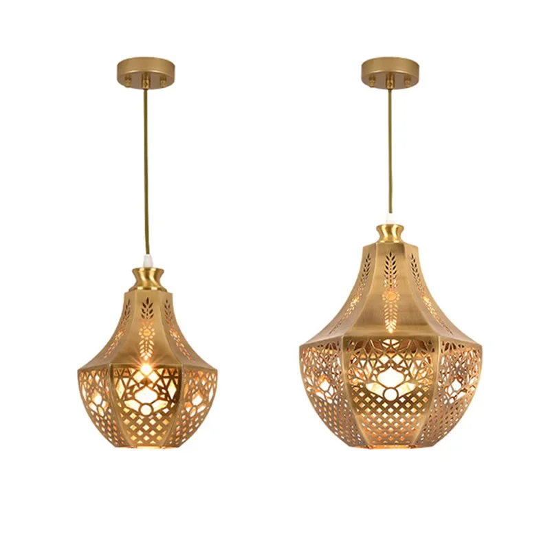 Xinjiang exotic chandelier, retro homestay style, Indian Arabic copper hollow art luminous wall lamp
