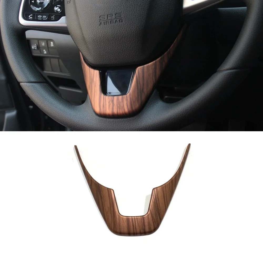 1Pcs ABS Silver Wood grain Carbon fiber Steering Wheel U Shape Trim Cover For Honda CRV CR-V 2017 2018 2019 2020 2021 Low profle