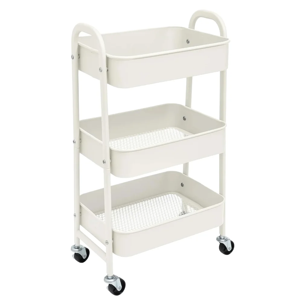 

Storage cart with wheels kitchen cart with wheels 3levels rolling cart organizer for bedroom bathroom office,multi-purpose cart