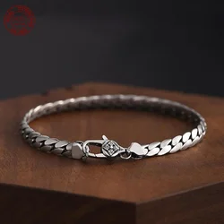 S925 Sterling silver fashion simple elegant Cuban bracelet for men and women handwoven riding crop chain jewelry gifts