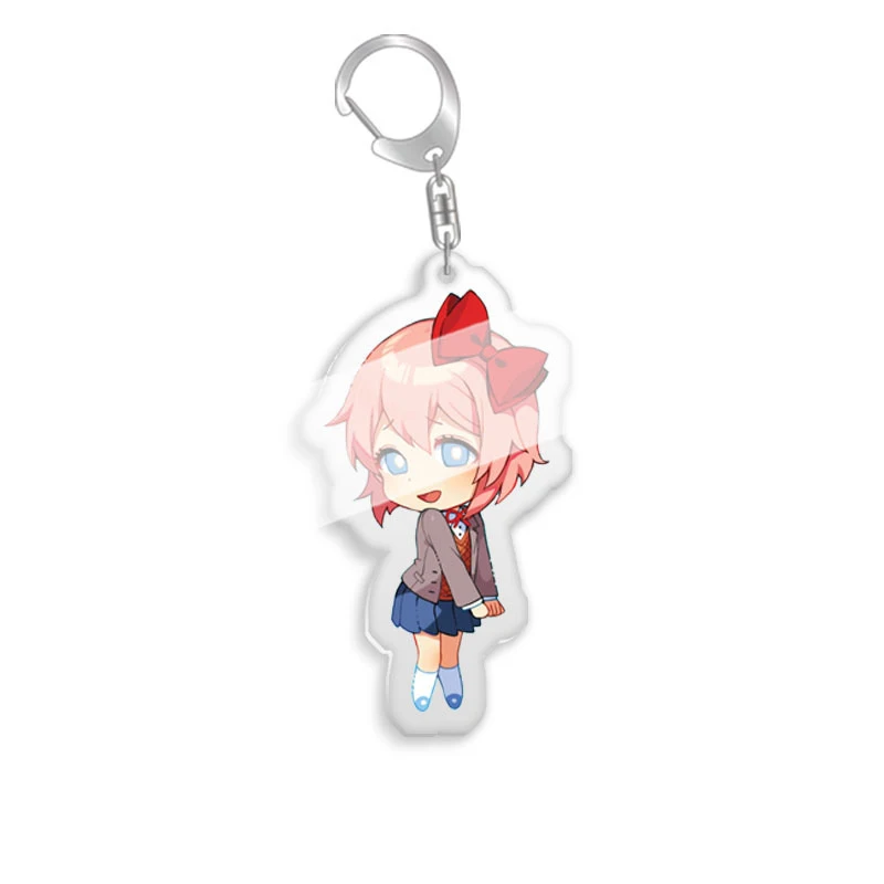 Cute Girls Keychains Anime Acrylic Cartoon Figure Key Chain Metal Holder Key Ring Pendant Jewelry Gift Cosplay Bag Accessories