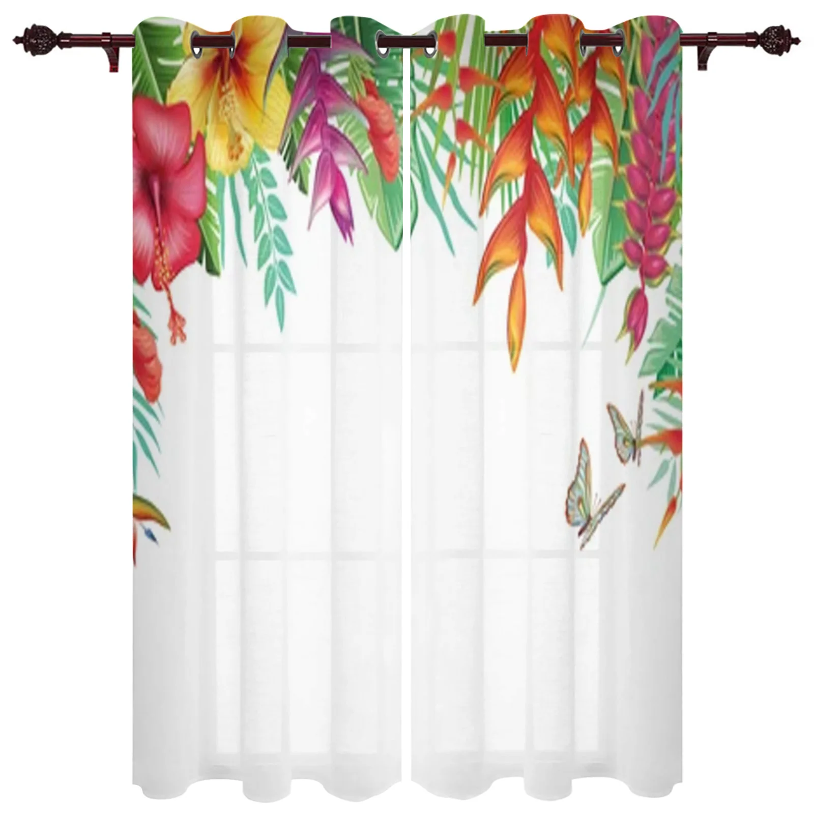 

Tropical Plants And Flowers Window Curtains For Living Room Bedroom Luxury Modern Kitchen Curtains Fabric Drapes