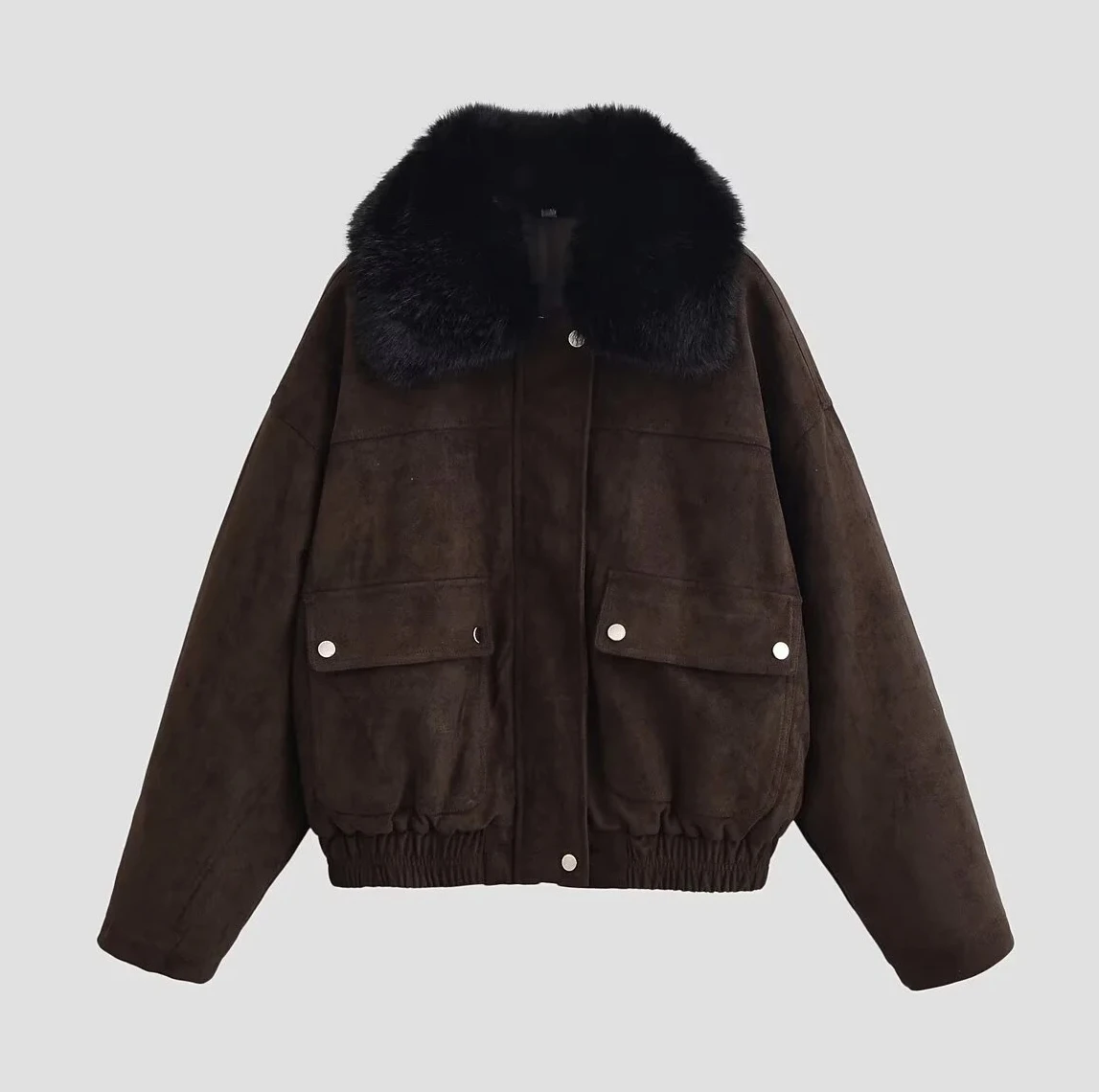 

Женская новая повседневная модная хлопковая куртка-пилот с длинными рукавами и лацканами из искусственного меха