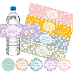 Personalized Daisy Sticker Labels Birthday Party Water Bottle Labels Stickers Flower Self Adhesive Custom Bapteme Decor
