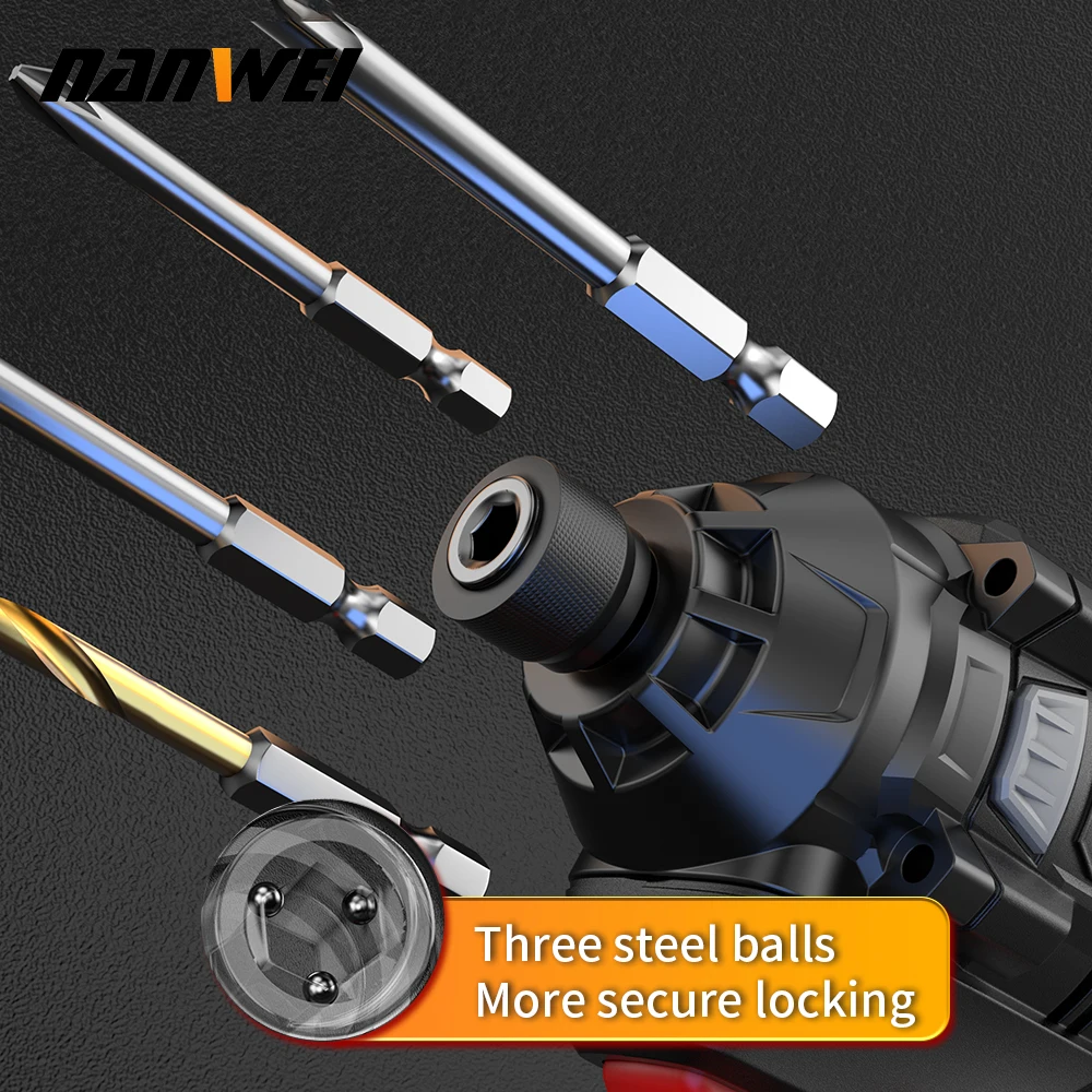 NANWEI 16V Elektrowerkzeuge Bürstenloser Lithium-Ionen-Schlagschrauber 140Nm Elektrischer Haushaltsschrauber Akku-Bohrschrauber/Schraubendreher