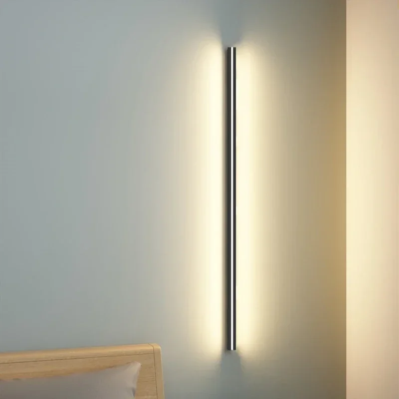 Imagem -04 - Modernas Luzes de Parede Led com Escurecimento Quarto Arandelas de Cabeceira Preto Ouro Branco Metal Salão Corredor Lâmpada do Banheiro 60 cm 80 cm 100 cm 120cm